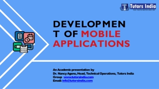 Development of Mobile Applications- Tutors India