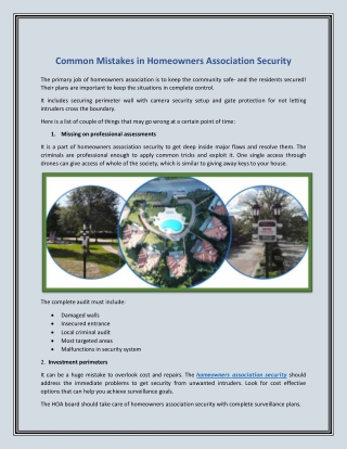 Common Mistakes in Homeowners Association Security