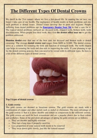 The Different Types Of Dental Crowns