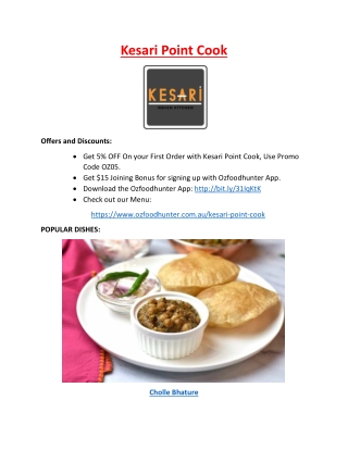 5% off - Kesari Point Cook Takeaway Menu, VIC