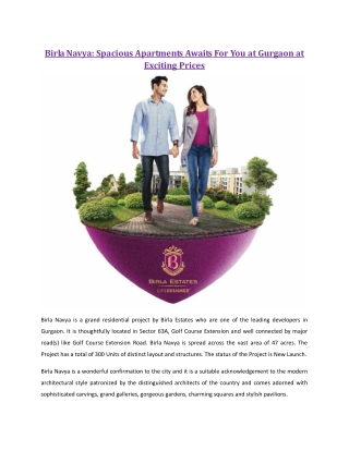 Birla Navya: Spacious Apartments Awaits For You at Gurgaon at Exciting Prices!!