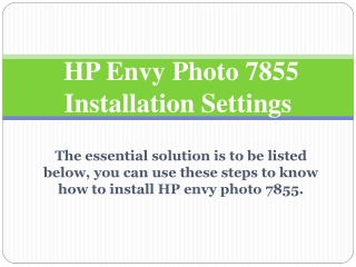 HP Envy Photo 7855 Installation settings