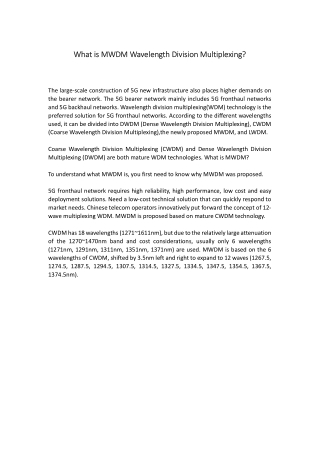 What is MWDM Wavelength Division Multiplexing?