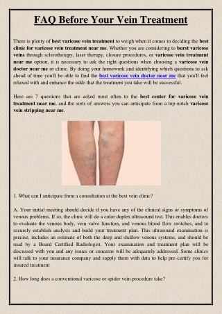 FAQ Before Your Vein Treatment