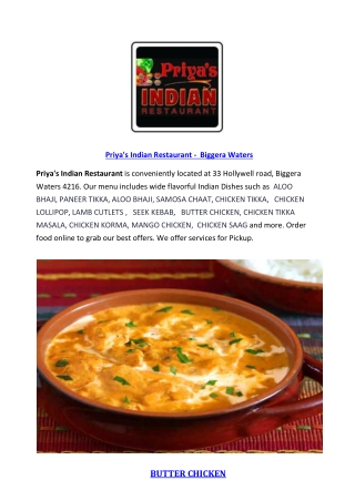 5% off - Priya's Indian Restaurant Biggera Waters, QLD