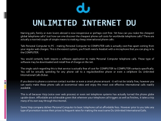 Du Unlimited International Calls