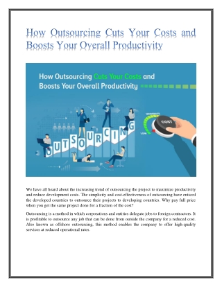 How Outsourcing Cuts Your Costs and Boosts Your Overall Productivity