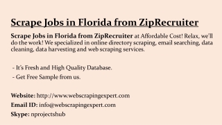 Scrape Jobs in Florida from ZipRecruiter