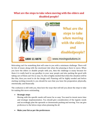 What are the steps to take when moving with the elders and disabled people?