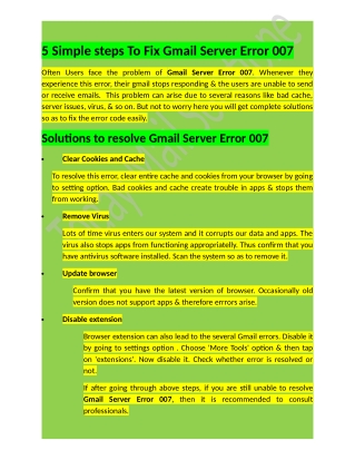 Call - 1-800-316-3088 How To Fix Gmail Server Error 007