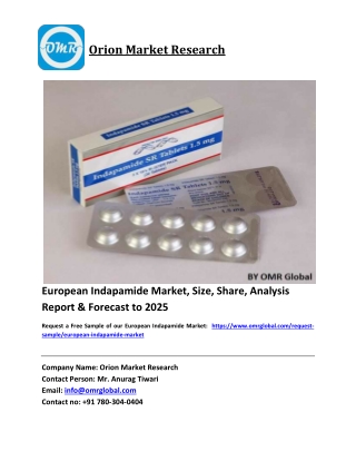 European Indapamide Market Size, Industry Trends, Share and Forecast 2020-2026