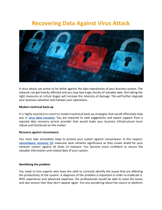 Recovering Data Against Virus Attack