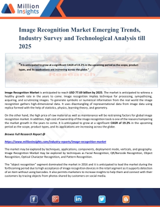 Image Recognition Market Emerging Trends, Industry Survey and Technological Analysis till 2025