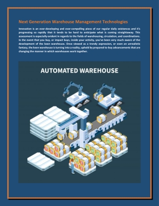 Next Generation Warehouse Management Technologies