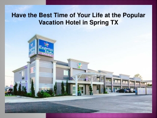 Have the Best Time of Your Life at the Popular Vacation Hotel in Spring TX