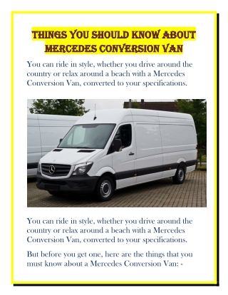 Things you should know about Mercedes Conversion Van