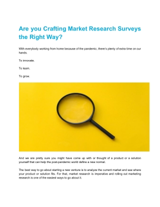 Are you Crafting Market Research Surveys the Right Way?