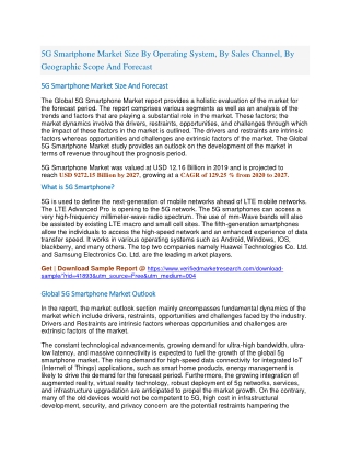 5G Smartphone Market Size By Operating System, By Sales Channel, By Geographic Scope And Forecast