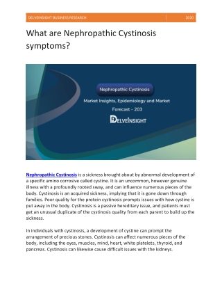 Nephropathic Cystinosis market disease