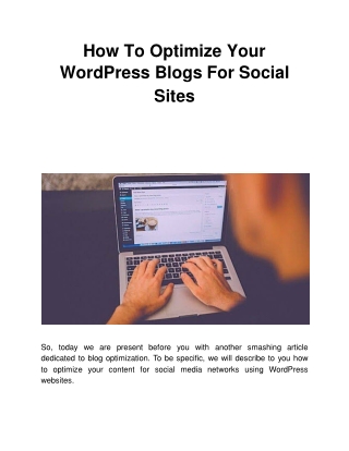 How To Optimize Your WordPress Blogs For Social Sites