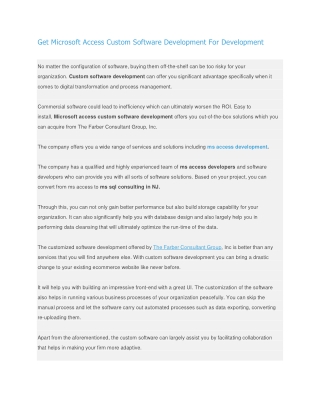 Get Microsoft Access Custom Software Development For Development