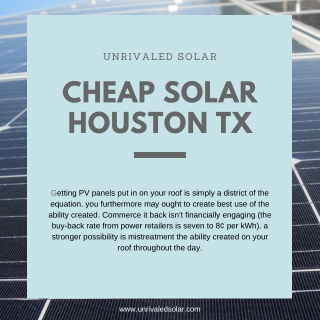 Cheap Solar Houston TX | Unrivaled Solar