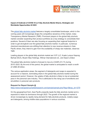 Fatty Alcohols Market Shares | Business development | Research Report till 2023