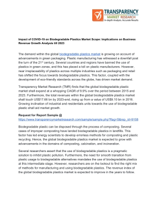 Biodegradable Plastics Market Scope- Strategic Trends Growth, Revenue till 2023