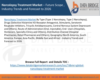 Narcolepsy Treatment Market – Future Scope , Industry Trends and Forecast to 2026