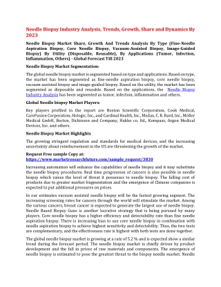 Needle Biopsy Industry Analysis, Trends, Growth, Share and Dynamics By 2023