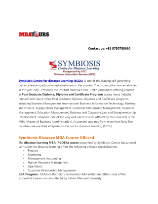 Symbiosis Distance MBA Admission | Distance MBA Institute‎