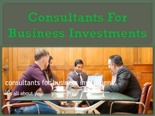 Consultants for Business Investments