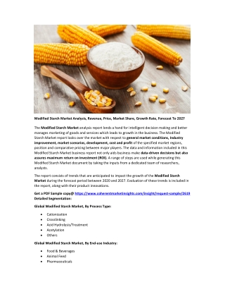 Modified Starch Market