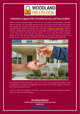 Locksmiths in Agoura Hills: Providing Security and Peace of Mind