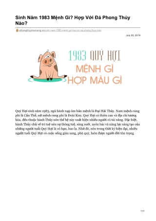 Sinh Năm 1983 Mệnh Gì? Hợp Với Đá Phong Thủy Nào?