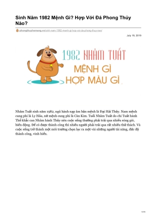 Sinh Năm 1982 Mệnh Gì? Hợp Với Đá Phong Thủy Nào?