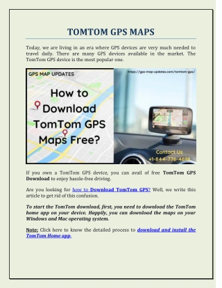 How to Download TomTom GPS Maps Free? | TomTom GPS