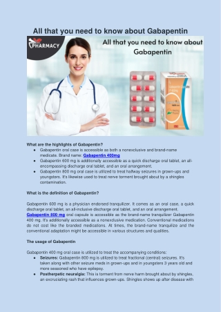 All that you need to know about Gabapentin