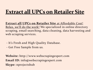 Extract all UPCs on Retailer Site