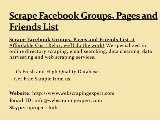 Scrape Facebook Groups, Pages and Friends List