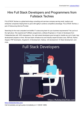 HIre  Full Stack Developers and Programmers From Fullstack Techies