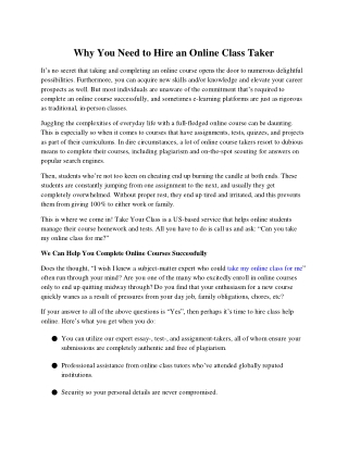 Why You Need to Hire an Online Class Taker