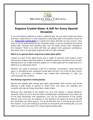 Engrave Crystal Glass: A Gift for Every Special Occasion