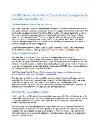 Dark Fiber Networks Market Size By Type, By Network, By Application, By Geographic Scope And Forecast