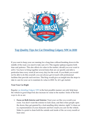 Top Quality Tips for Car Detailing Calgary NW in 2020
