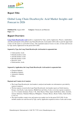 Long Chain Dicarboxylic Acid Market Insights and Forecast to 2026