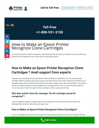 How To Resolve Epson Printer Recognize Clone Cartridges