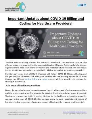 Important Updates about COVID-19 Billing and Coding for Healthcare Providers!