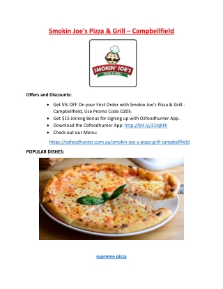 5%  off - Smokin Joe's Pizza & Grill – Campbellfield Pizza Takeaway Restaurant, Vic