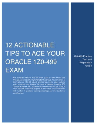 [IMPORTANT] 12 Actionable Tips to Ace Your Oracle 1Z0-499 Exam
